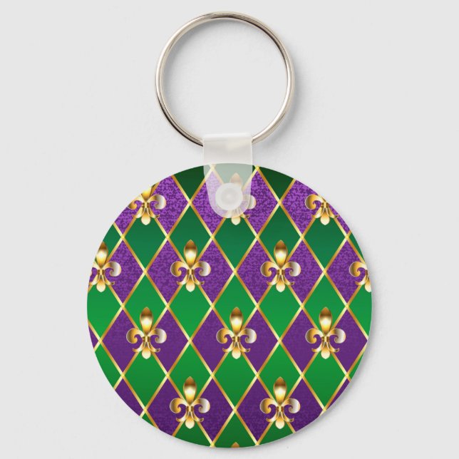 Porte-clés Arrière - plan de bijoux Mardi Gras (Recto)