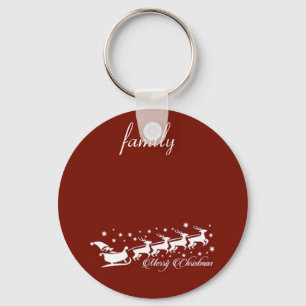 Porte-clés Arrière - plan rouge avec le Père Noël et Reindeer