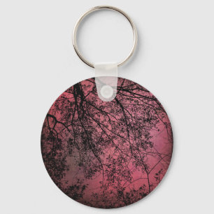Porte-clés Arrière - plan rouge des branches d'arbre