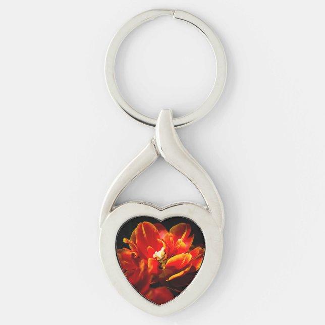 Porte-clés Arrière - plan rouge tulipes foncé (Devant)