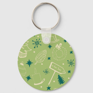 Porte-clés Arrière - plan Vert Avec Arbres De Noël, Signes, É