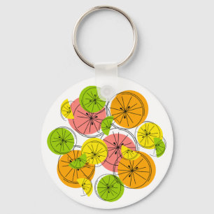 Porte-clés Arrondi en aluminium monogramme Citrus cercle doub