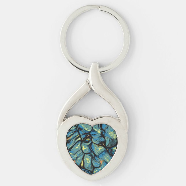 Porte-clés Art à motifs bleu et vert Abstrait (Devant)