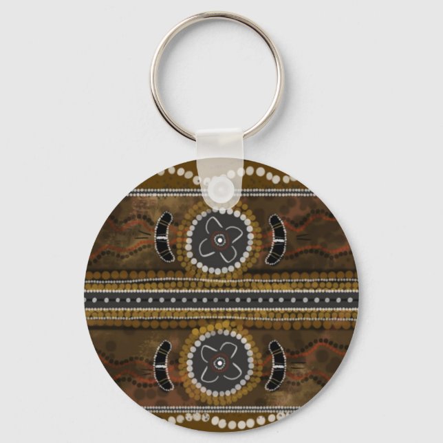 Porte-clés Art aborigène australien - Collecte de nourriture (Recto)