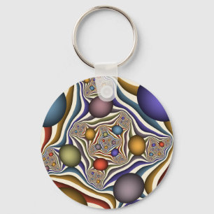 Porte-clés Art abstrait fractal moderne et coloré qui s'envol