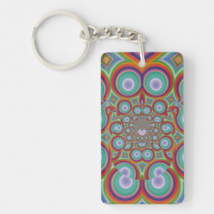 Porte-clés Art Abstrait Optique Psychédélique Arc-en-Ciel