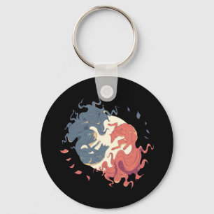 Porte-clés Art animal Yin Yang, loups spirituels