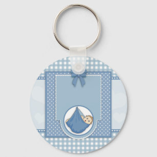 Porte-clés Art bleu de crèche de partie de motif de garçon