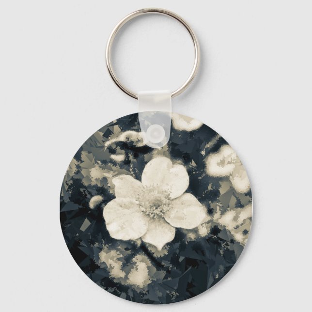 Porte-clés Art botanique de la fleur d'anémone lunatique (Recto)