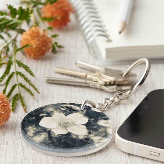 Porte-clés Art botanique de la fleur d'anémone lunatique (Devant Droit)