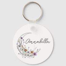 Art céleste personnalisé Croissant de Lune Floral
