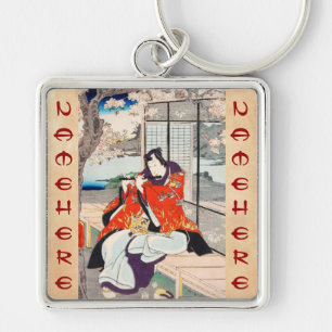 Porte-clés Art classique vintage japonais ukiyo-e joueur de f