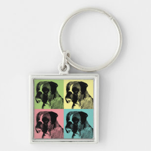Porte-clés Art de bruit de poinçonneuse de chien de boxeur