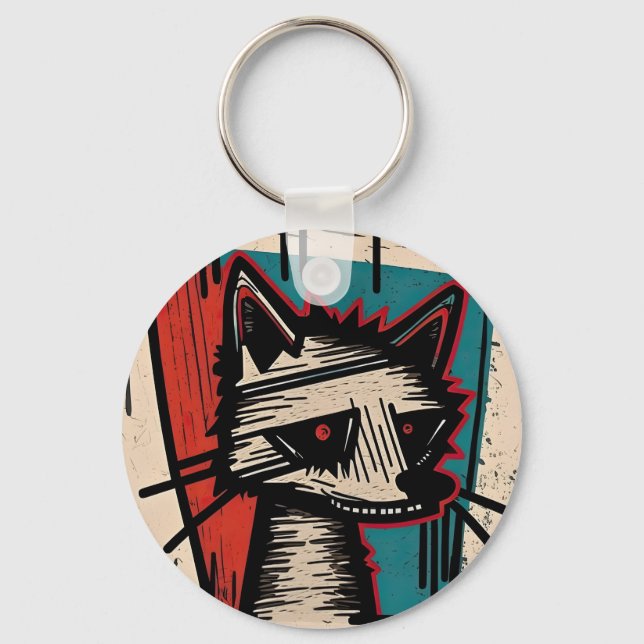 Porte-clés Art de chat grunge (Recto)