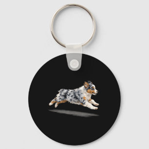 Porte-clés Art de chien courant rétro mignon Berger Australie