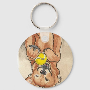 Porte-clés Art de chien de golden retriever d'amusement de