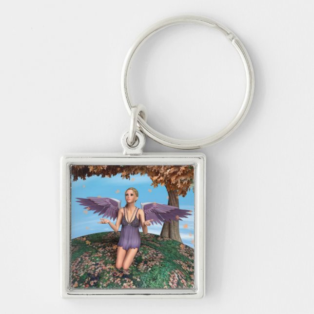 Porte-clés Art de fantaisie d'ange priant violet Automne (Devant)