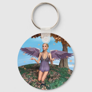 Porte-clés Art de fantaisie d'ange priant violet Automne