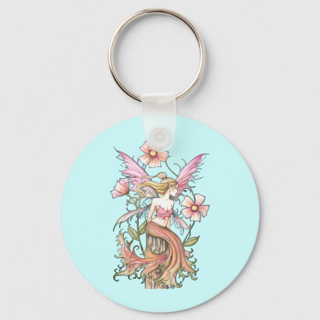 Porte-clés Art de Fée de Fleur Rose (Recto)