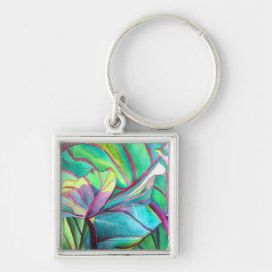 Porte-clés art de feuillage tropical Blue Hawaii