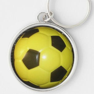 Porte-clés Art de football (soccer) jaune et noir vibrant