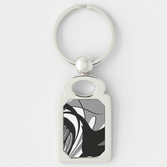 Porte-clés Art de forme noir et blanc (Devant)