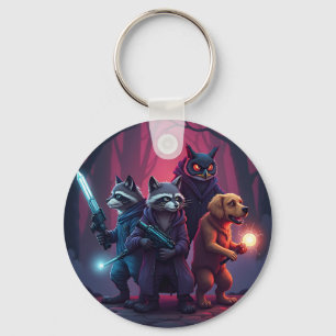 Porte-clés Art de guerrier animal de la forêt mystique 