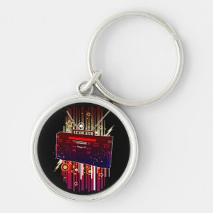 Porte-clés Art de haut-parleur néon vibrant avec son rétro