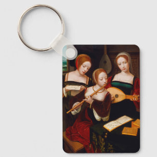 Porte-clés Art de la Renaissance vintage Trois musiciennes fé