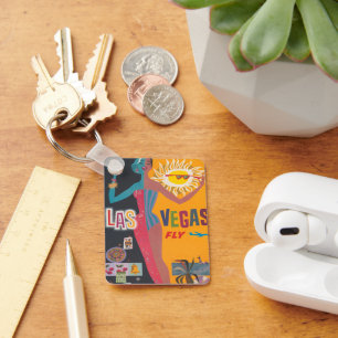 Porte-clés Art de l'affiche de voyage de jeu de Las Vegas vin