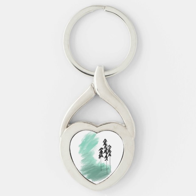 Porte-clés art de l'arbre vert scandinave simple moderne ment (Devant)