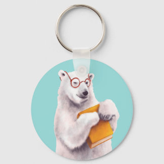 Porte-clés Art de lecture de l'ours polaire - Louveur de livr