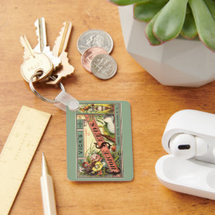 Porte-clés Art de l'étiquette de paquet de graines vintage, g