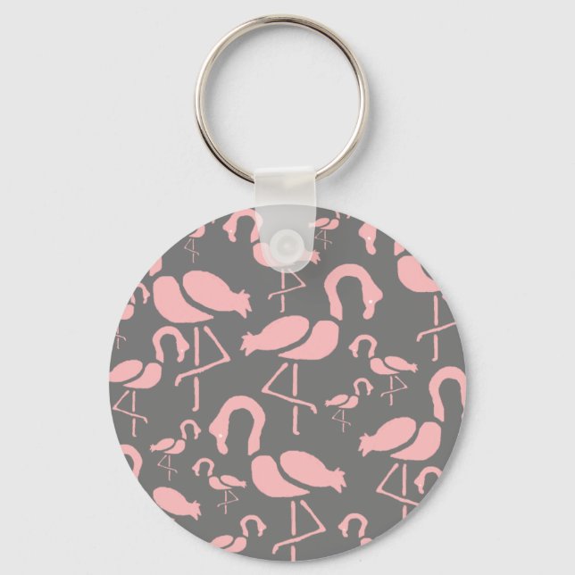 Porte-clés Art de l'oiseau flamant rose amusant (Recto)