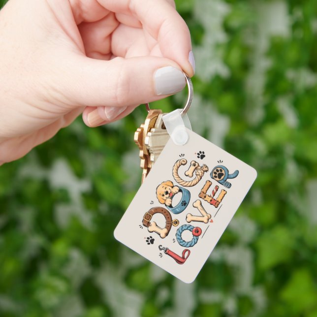 Porte-clés Art de mots pour amateur de chiens (main)