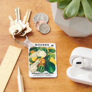Porte-clés Art de pochette de graines vintage, courges gourde