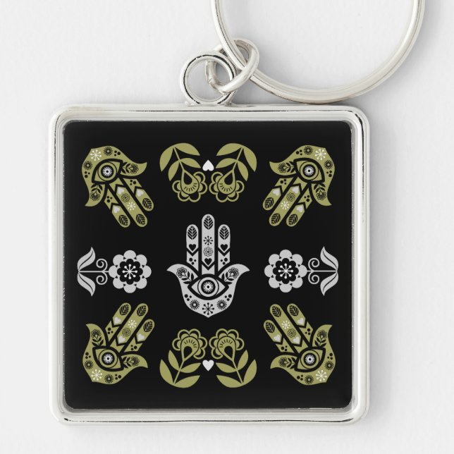 Porte-clés Art de protection de la main Hamsa (Devant)