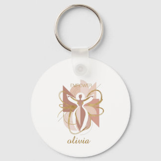 Porte-clés Art de silhouette de femme dorée abstraite Empower