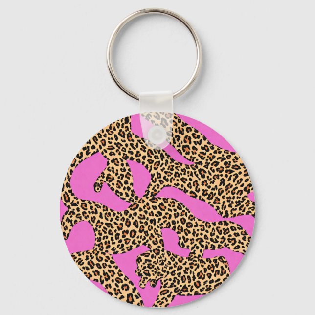 Porte-clés Art de silhouette de léopard vibrant  (Recto)