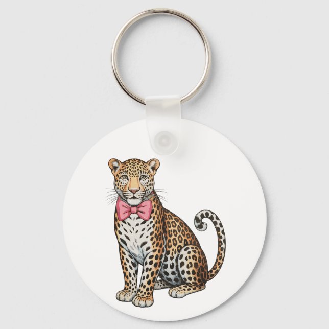 Porte-clés Art de sublimation girly arc-en-ciel rose léopard (Recto)