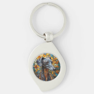 Porte-clés Art de vitrail de chien Lévrier Italien