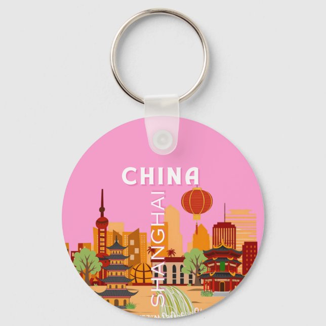 Porte-clés Art de voyage à Shanghai en Chine (Recto)