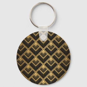 Porte-clés Art Déco Black Gold : Géométrique