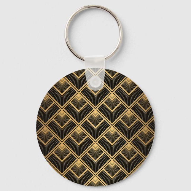 Porte-clés Art Déco Black Gold : Géométrique (Recto)