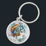 Porte-clés Art déco des années 1920 Diva Aquarelle Art<br><div class="desc">Beau aquarelle d'une élégante dame portant une coiffure élaborée des années 1920.</div>