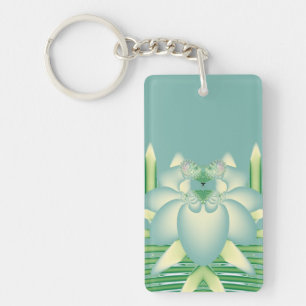 Porte-clés Art Déco Fleur Fractale Lotus Menthe