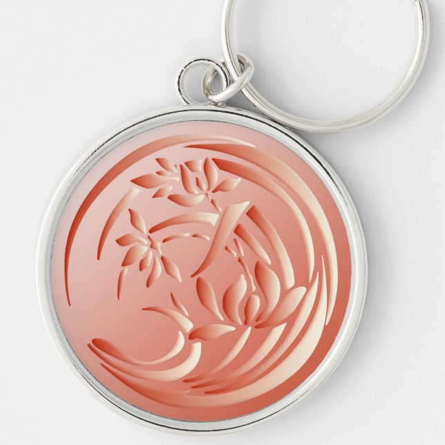 Porte-clés Art Déco Lily motif - corail orange (Devant)
