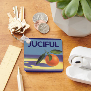 Porte-clés Art d'étiquette de caisse de fruits vintage, Jucif