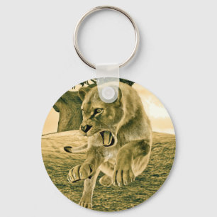 Porte-clés Art dramatique de la lionne safari faune