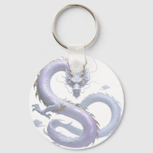Porte-clés Art du Dragon Blanc Esthétique Fantastique Mythi